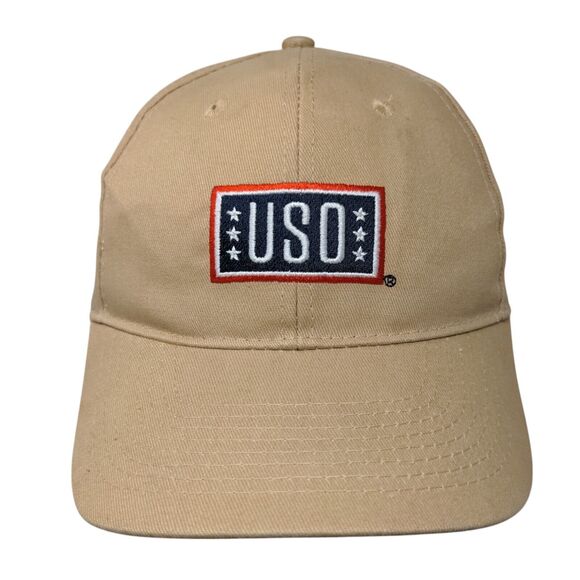 USO Support Our Heroes Slideback Hat Tan OSFA Adjustable Embroidered - Picture 1 of 8